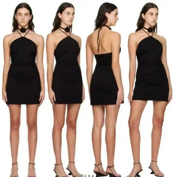 Reformation Dress L Amalia Black Halter Mini Dress $128 - Picture 10 of 10
